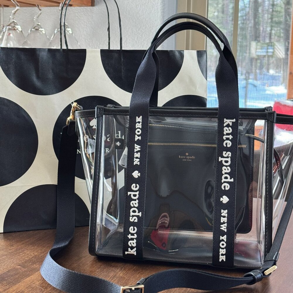 Kate Spade Kip Clear See Through Small Tote Crossbody Stadium Concert Handbag